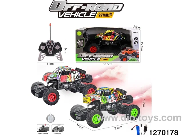 1:16 6 ch rc spray climbing car with light，include battery