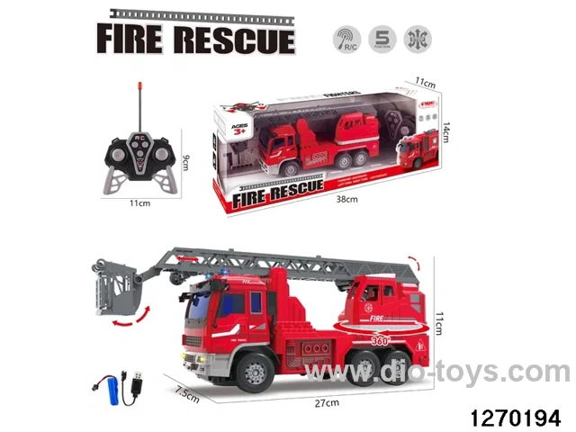 5 ch rc fire truck with light/sound，include battery