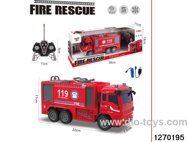 5 ch rc fire truck with light/sound，include battery
