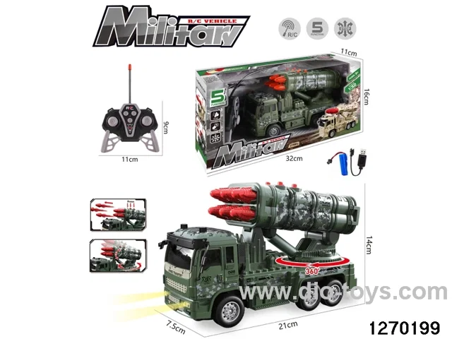 5 ch rc military vehicle with light/music，include battery