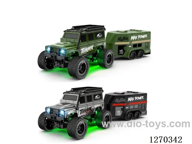 1:64 Full-Scale Desktop Drift SUV Race Car + Trailer + DIY Stickers + included battery