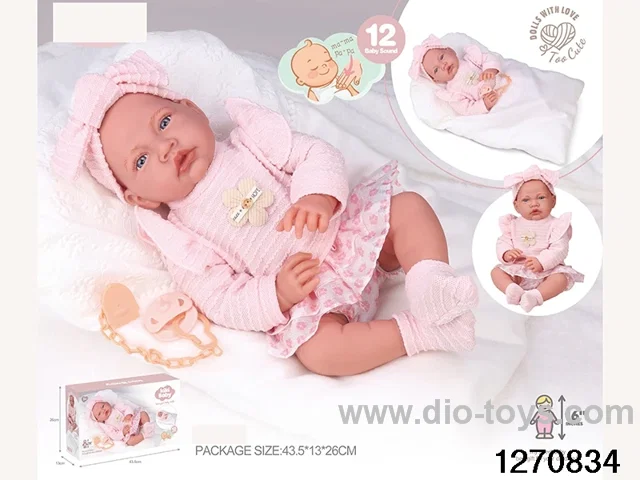 16-inch cotton body doll with power function and 12 vocal cords sleep basket