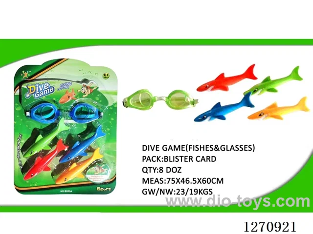 4 diving tiger sharks + diving goggles