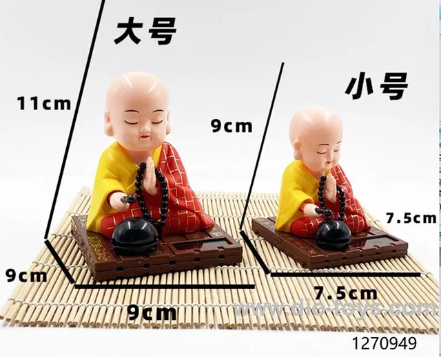 Small monk in 3 colors: red, blue, and yellow