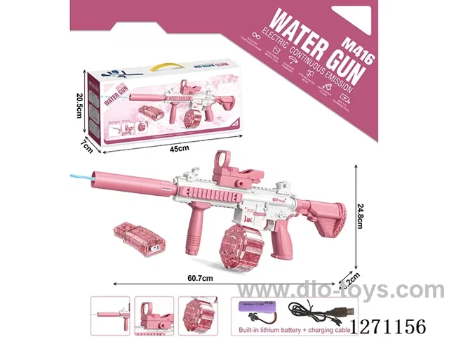 Upgraded Fully Automatic Continuous Fire Electric M416 Water Gun (with Lithium Battery) Drum 370ML, Magazine 120ML (Battery Included)