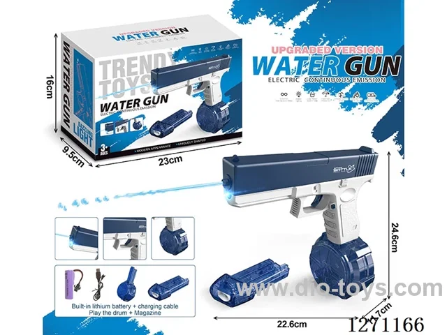 Upgraded Light Version Glock Drum Version Electric Water Gun (with Lithium Battery Data Cable + 1 Drum + 1 Magazine) (Battery Included)