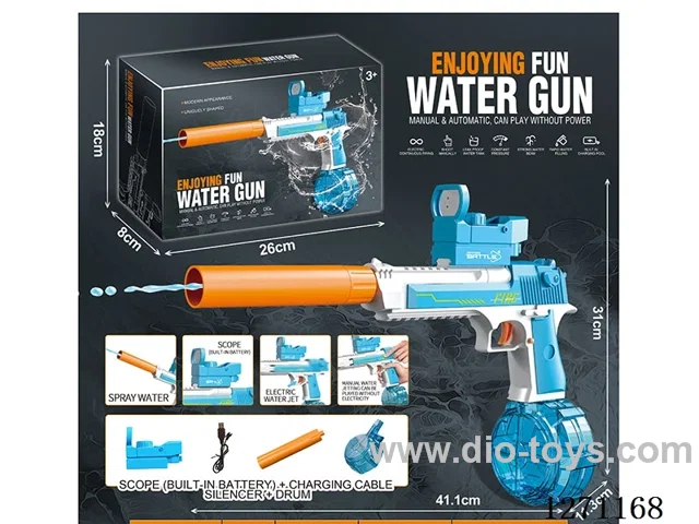 Desert Eagle Linkage Version Electric Water Gun (Built-in Lithium Battery + Data Cable + 1 Drum + 1 Silencer) (Battery Included)