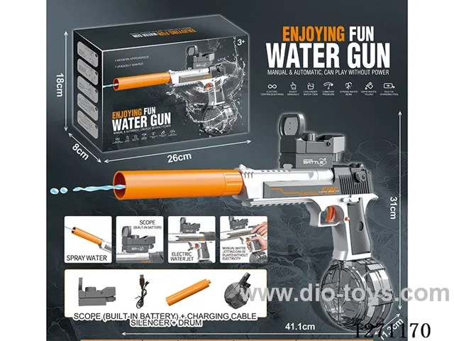 Desert Eagle Linkage Version Electric Water Gun (Built-in Lithium Battery + Data Cable + 1 Drum + 1 Silencer) (Battery Included)