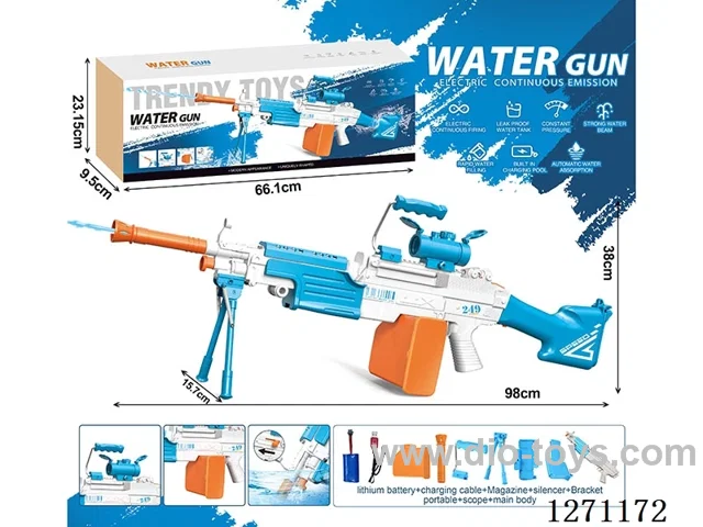 M249 Electric Water Gun (Built-in 7.4V Lithium Battery + Data Cable + 1 Magazine + 1 Scope) Water Tank Capacity 660ML (Battery Included)