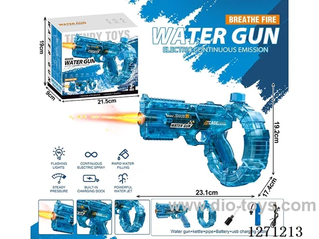Space Ring Flame Water Gun Fully Automatic Water Gun Blue (Battery Included)
