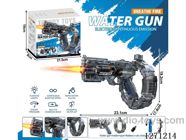 Space Ring Flame Water Gun Fully Automatic Water Gun Gray (Battery Included)