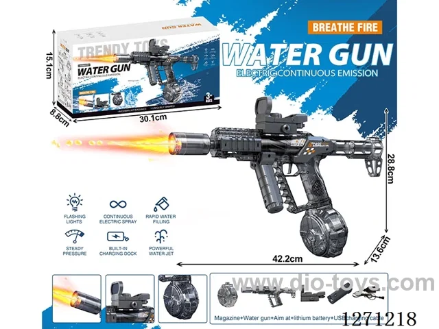 Jiaolong Flame Drum Version Fully Automatic Water Gun Gray (Battery Included)