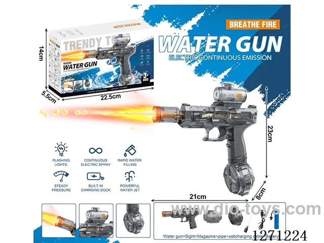 Generation 3 Ice Rat Integrated Flame Version Fully Automatic Continuous Fire Electric Water Gun Gray (Battery Included)