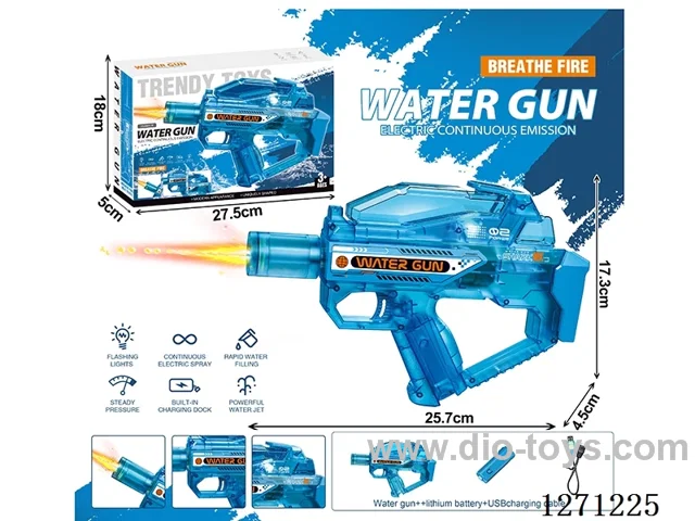 Dongying Flame Version Water Gun Fully Automatic Water Gun Transparent Blue (Battery Included)