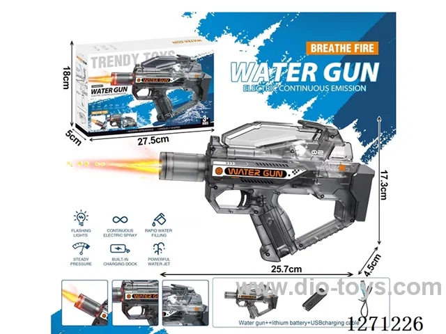 Dongying Flame Version Water Gun Fully Automatic Water Gun Transparent Gray (Battery Included)