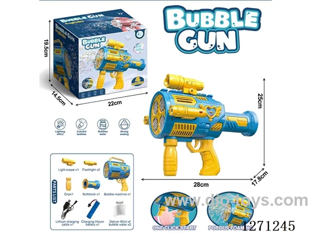 Four-Cylinder Premium Fully Automatic Bubble Machine (90ML Bubble water *2) (Battery Included)