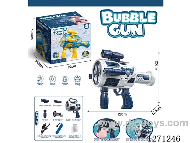 Four-Cylinder Premium Fully Automatic Bubble Machine (90ML Bubble water *2) (Battery Included)