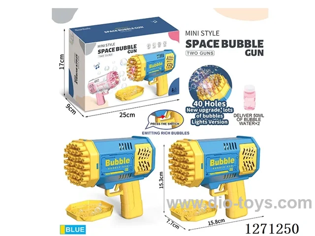 40-Hole Dual Gun Magic Blue Space Bubble Gun (Battery Not Included)