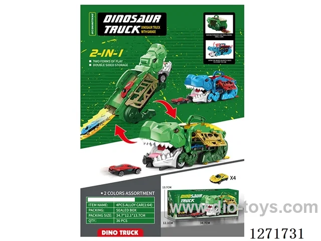 Tyrannosaurus Rex Swallowing Track Storage Car (with 4 free wheel alloy cars)