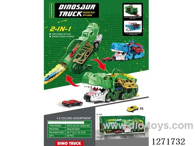Tyrannosaurus Rex Swallowing Track Storage Car (with 6 free wheel alloy cars)