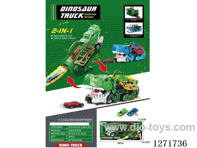 Tyrannosaurus Rex Swallowing Track Storage Car (with 2 free wheel alloy cars)