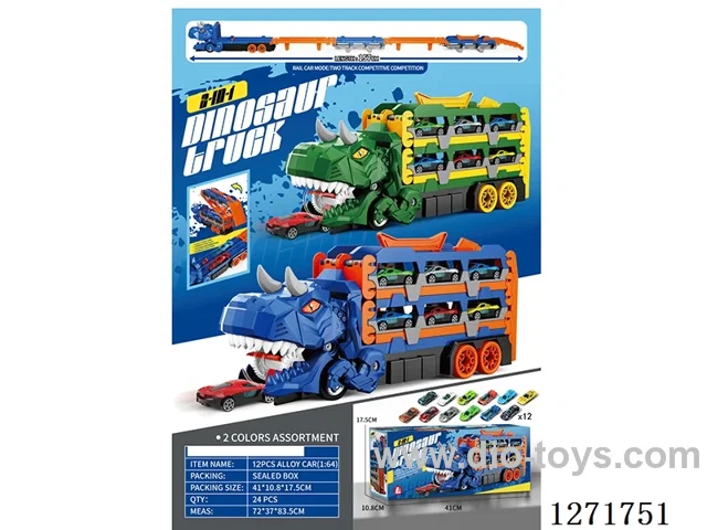 Carnotaurus Folding Catapult Track Car (with 12 Free Wheeling Metal Cars)