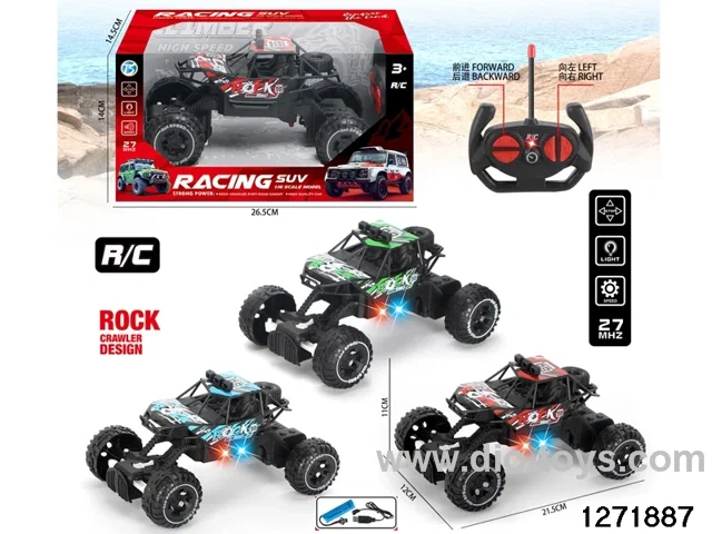 27Mhz 4 ch rc climbing car with light，include battery