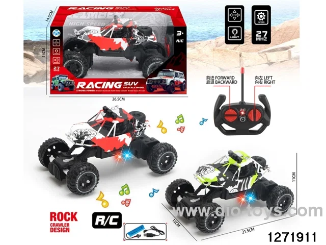 27Mhz 4 ch rc climbing car with light，include battery