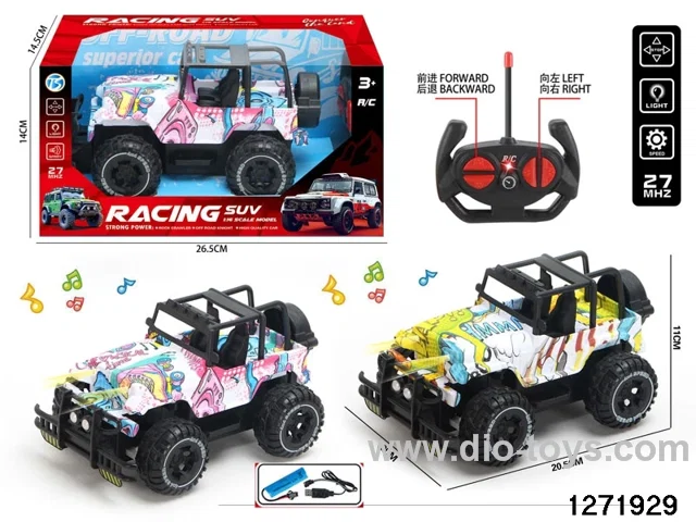 27Mhz 4 ch rc off-road car with light，include battery