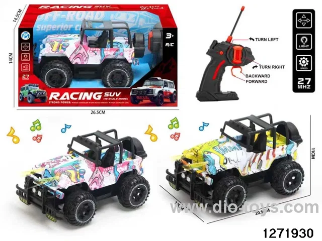 27Mhz 4 ch rc off-road car with light，not include battery