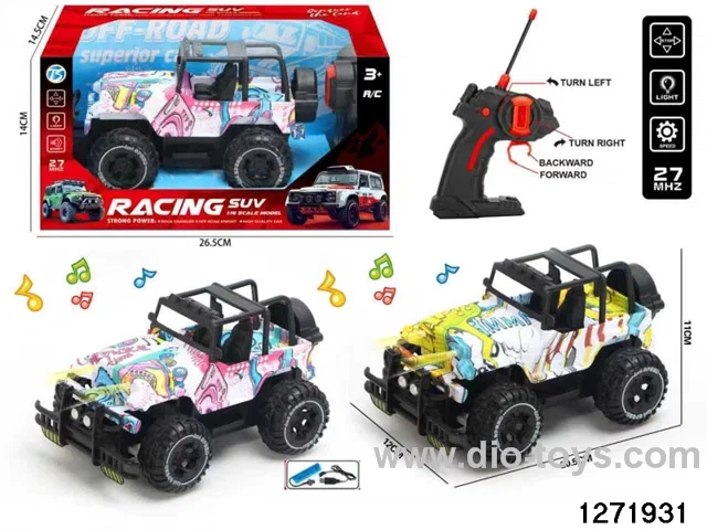 27Mhz 4 ch rc off-road car with light，include battery
