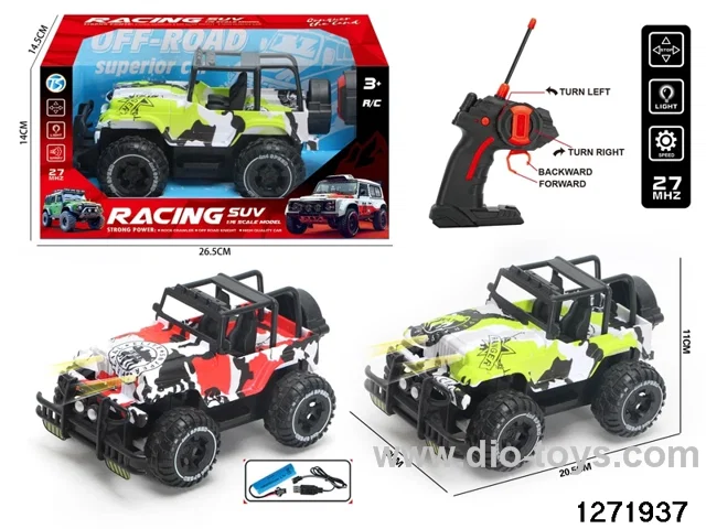 27Mhz 4 ch rc off-road car with light，include battery
