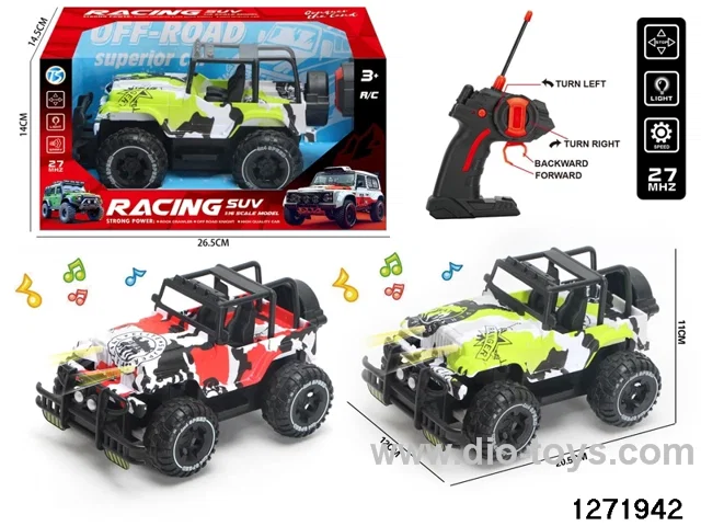 27Mhz 4 ch rc off-road car with light，not include battery