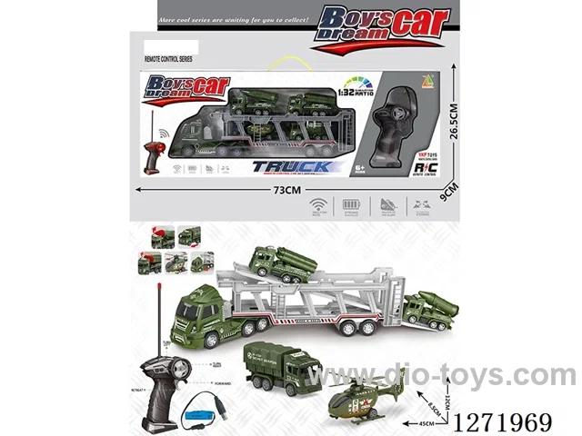 RC Double-Deck Sanitation Trailer + 4 pull back Military Vehicles (Battery Included)