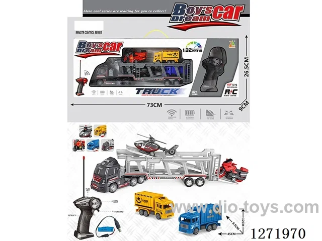 RC Double-Deck Delivery Trailer + 4 pull back Delivery Trucks (Battery Included)
