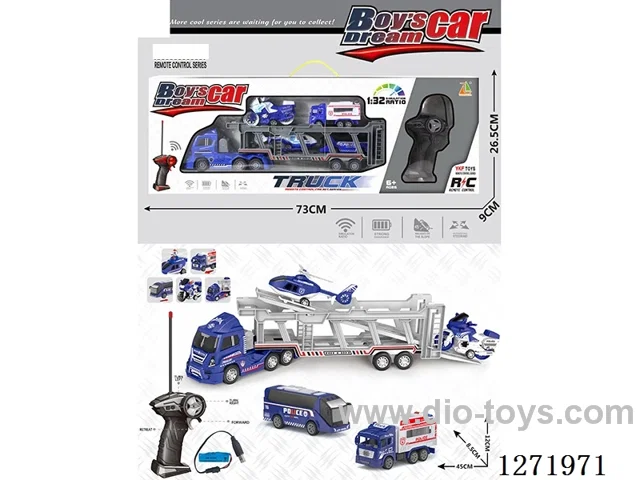 RC Double-Deck Police Trailer + 4 pull back Police Cars (Battery Included)
