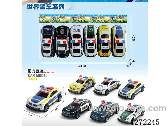 6PCS pull back alloy car (9cm)