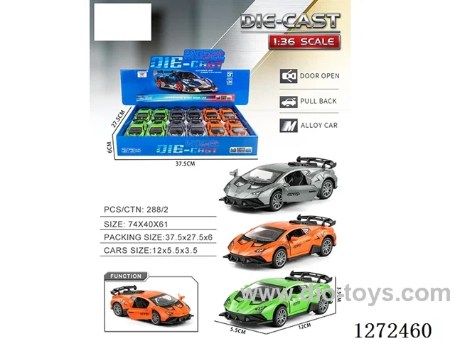 1:36 pull back alloy car 3 colors 12PCS