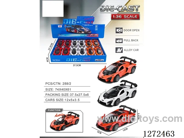 1:36 pull back alloy car 3 colors 12PCS
