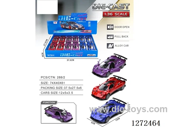 1:36 pull back alloy car 3 colors 12PCS