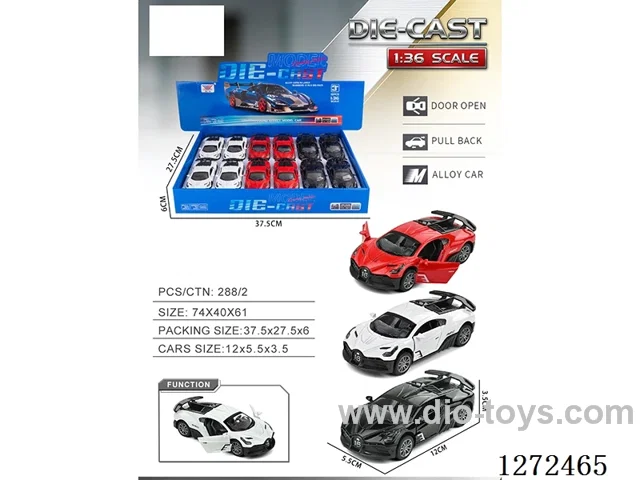 1:36 pull back alloy car 3 colors 12PCS