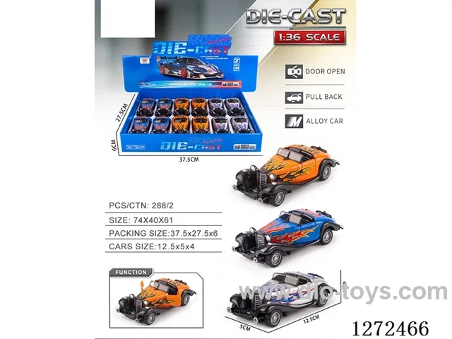1:36 pull back alloy car 3 colors 12PCS