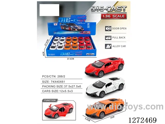 1:36 pull back alloy car 3 colors 12PCS