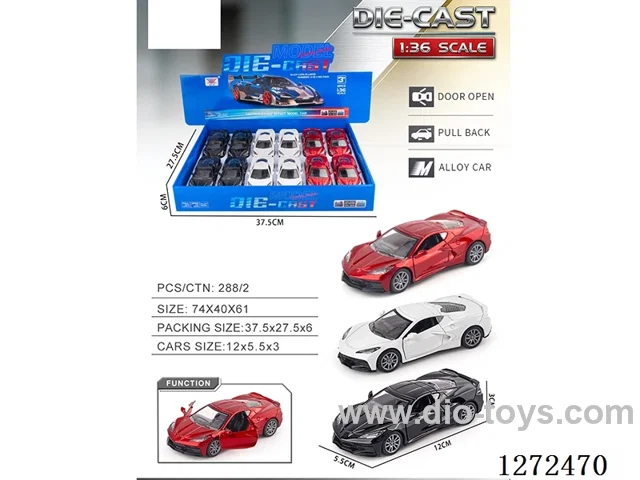 1:36 pull back alloy car 3 colors 12PCS