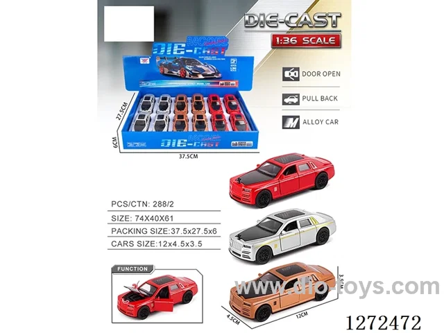 1:36 pull back alloy car 3 colors 12PCS