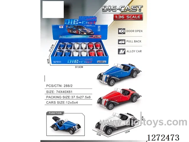 1:36 pull back alloy car 3 colors 12PCS