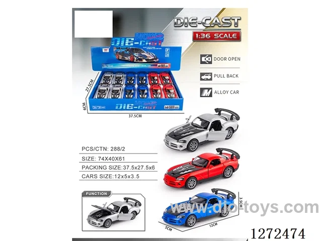 1:36 pull back alloy car 3 colors 12PCS