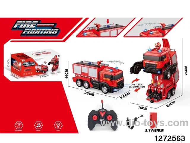 40Mhz 6 ch rc  transformable fire truck，include battery