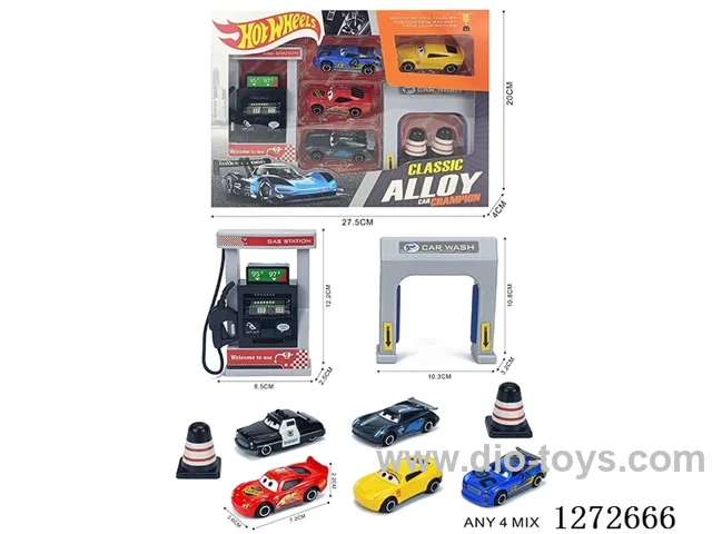 Gas Station Set (4 free wheel alloy cars)