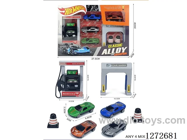 Gas Station Set (4 free wheel alloy cars)